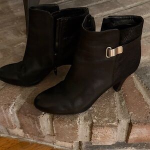 Naturalizer Black Ankle Booties with Silver Accent